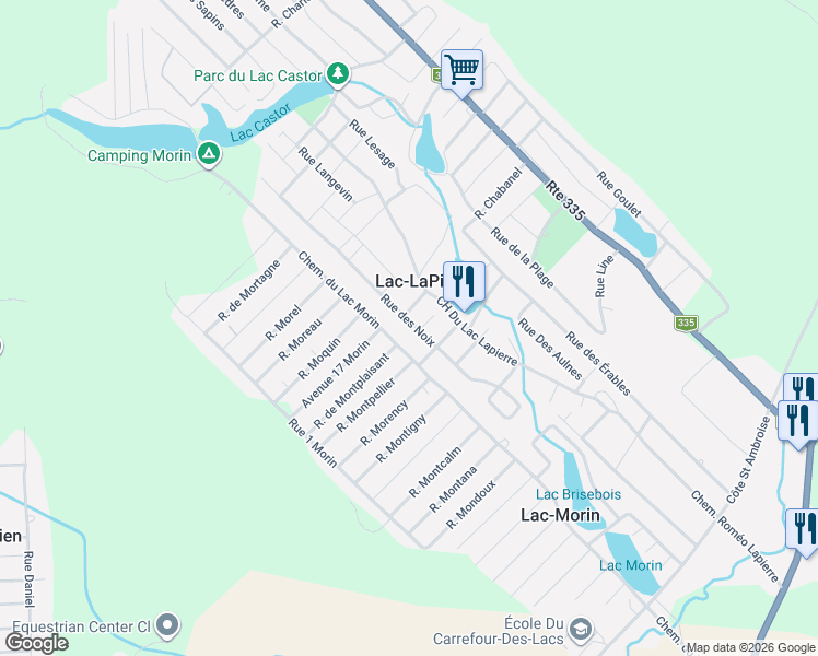 map of restaurants, bars, coffee shops, grocery stores, and more near 1820 Rue des Noix in Saint-Lin-Laurentides