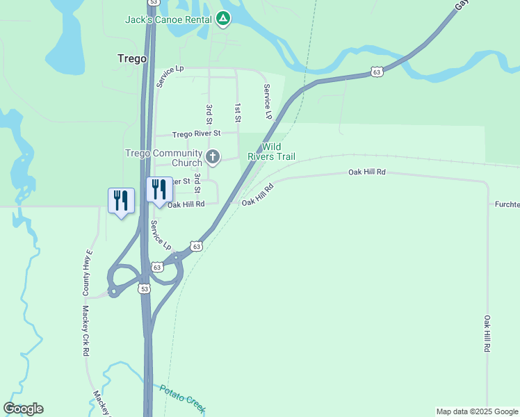 W5585 Oak Hill Road, Trego WI Walk Score