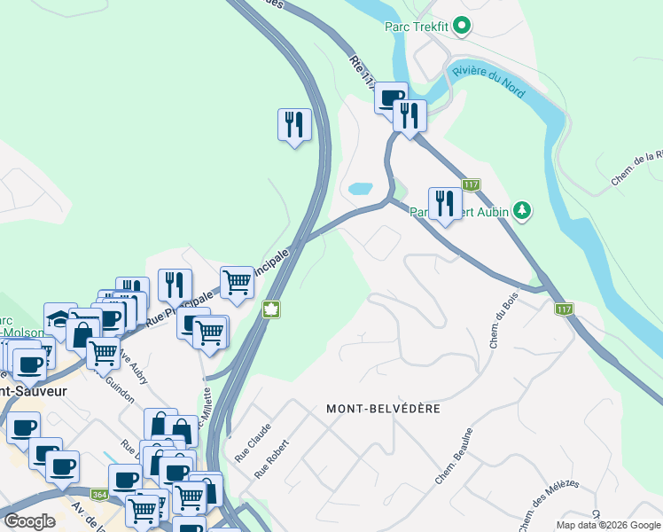 map of restaurants, bars, coffee shops, grocery stores, and more near 701 Chemin des Conifères in Piedmont