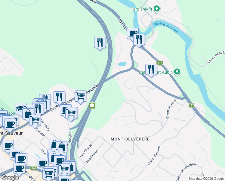 map of restaurants, bars, coffee shops, grocery stores, and more near 701 Chemin des Conifères in Piedmont