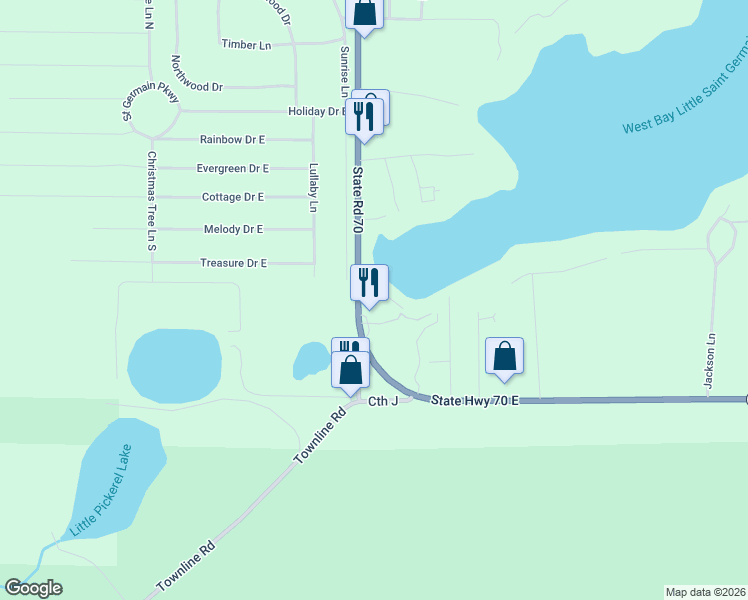 map of restaurants, bars, coffee shops, grocery stores, and more near 8077 Perk Road in Saint Germain