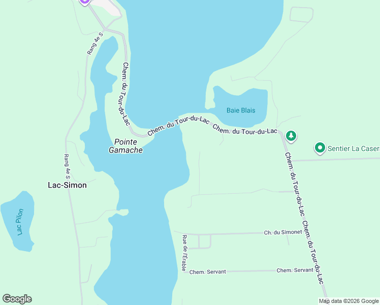 map of restaurants, bars, coffee shops, grocery stores, and more near 643 Chemin Marcelais in Lac-Simon