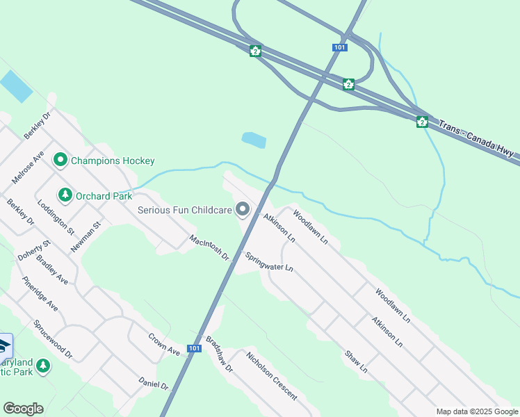 map of restaurants, bars, coffee shops, grocery stores, and more near New Maryland Highway in Fredericton