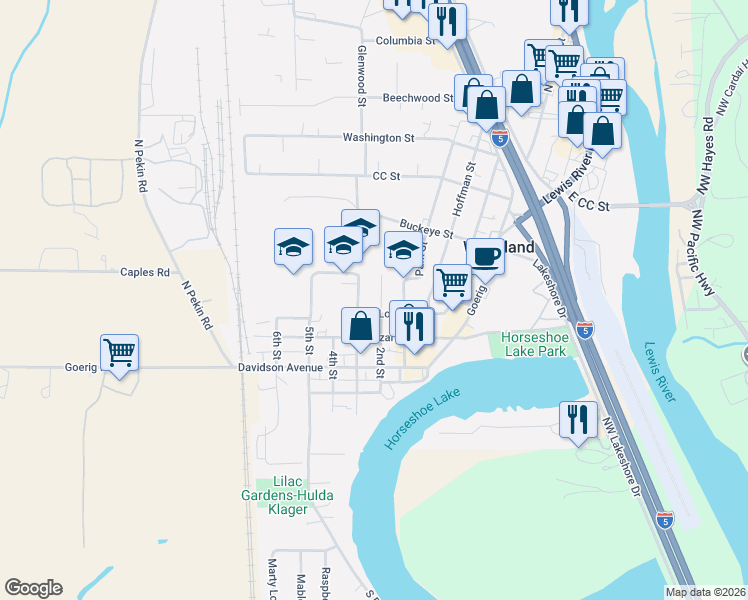 map of restaurants, bars, coffee shops, grocery stores, and more near 721 2nd St in Woodland