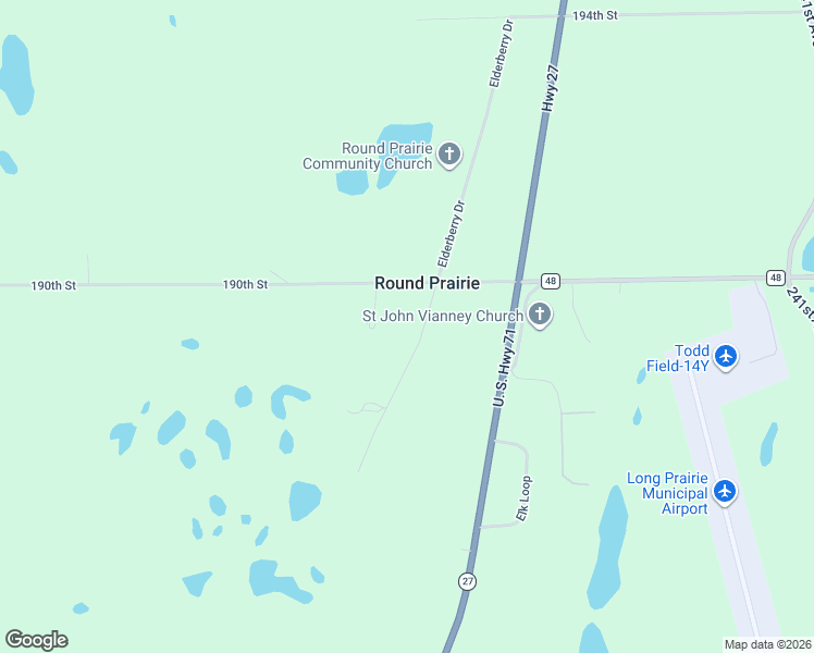map of restaurants, bars, coffee shops, grocery stores, and more near 18907 Elderberry Drive in Long Prairie
