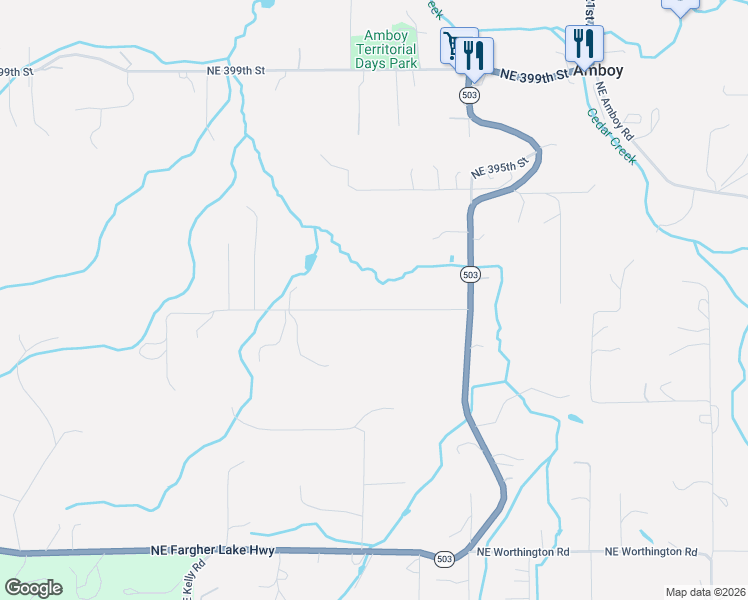 map of restaurants, bars, coffee shops, grocery stores, and more near 21403 Northeast 389th Street in Amboy