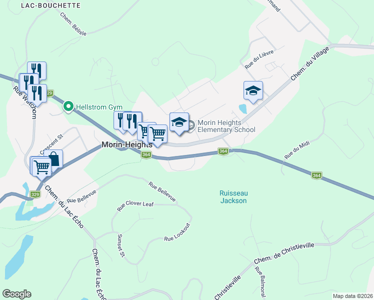 map of restaurants, bars, coffee shops, grocery stores, and more near 646 Chemin du Village in Morin-Heights