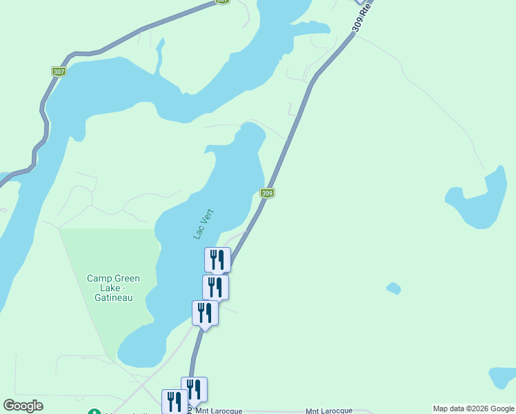map of restaurants, bars, coffee shops, grocery stores, and more near 499 Québec 309 in Val-des-Bois