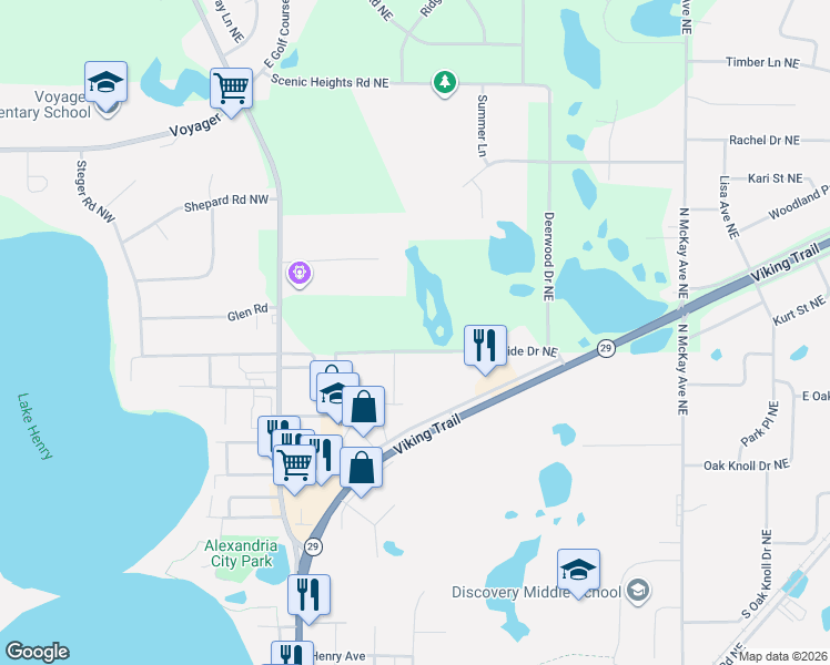map of restaurants, bars, coffee shops, grocery stores, and more near 855-1299 Northside Drive Northeast in Alexandria