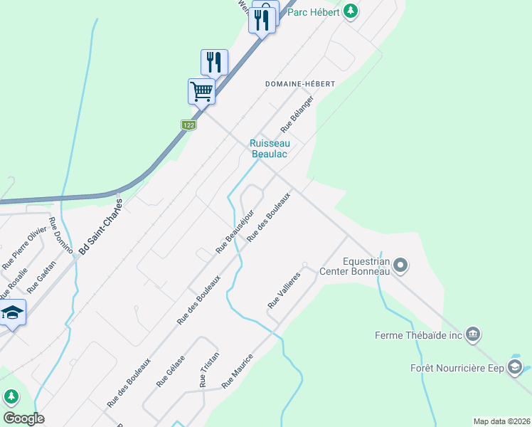 map of restaurants, bars, coffee shops, grocery stores, and more near 1905 Rue des Bouleaux in Saint-Cyrille-de-Wendover