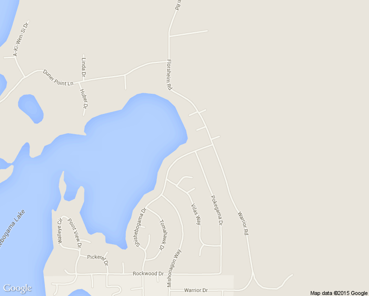 map of restaurants, bars, coffee shops, grocery stores, and more near 1195 Shishebogama Drive in Minocqua