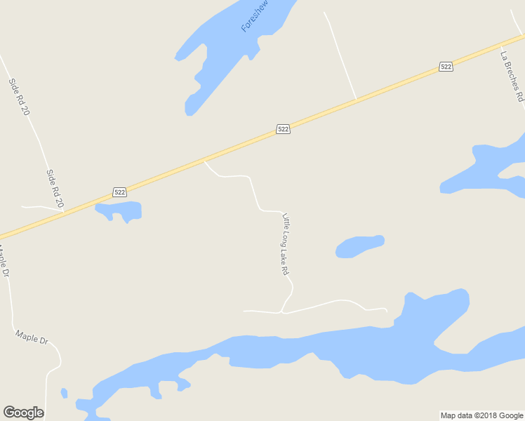 map of restaurants, bars, coffee shops, grocery stores, and more near Little Long Lake Road in Parry Sound District