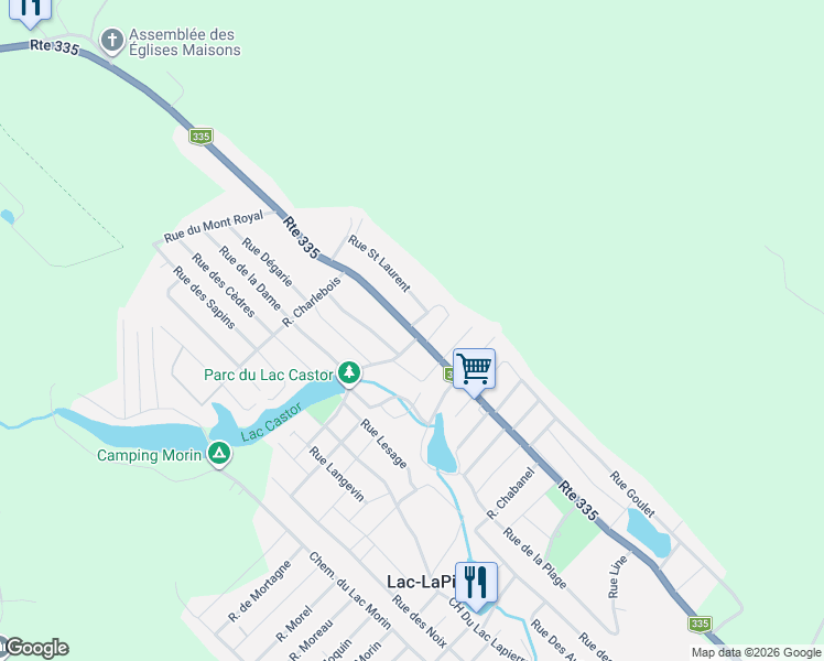 map of restaurants, bars, coffee shops, grocery stores, and more near 2045 Québec 335 in Saint-Lin-Laurentides