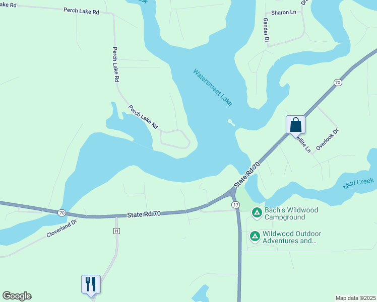 map of restaurants, bars, coffee shops, grocery stores, and more near 1069 Perch Lake Road in Eagle River