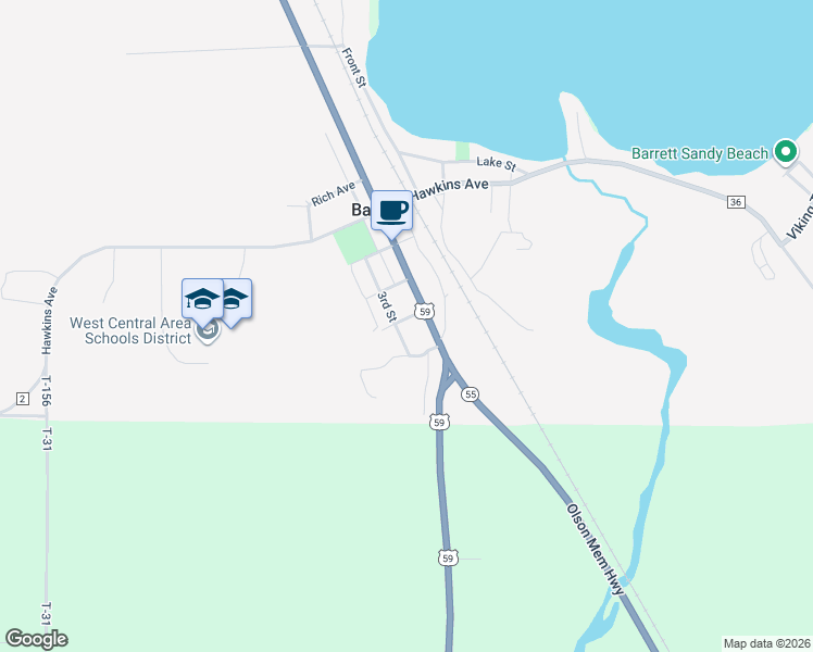 map of restaurants, bars, coffee shops, grocery stores, and more near 703 3rd Street in Barrett