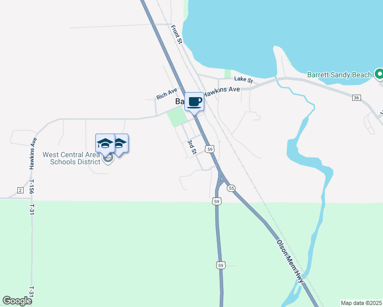 map of restaurants, bars, coffee shops, grocery stores, and more near 606 3rd Street in Barrett