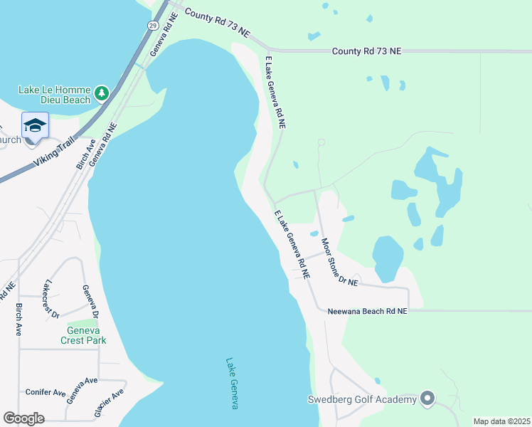 map of restaurants, bars, coffee shops, grocery stores, and more near 1514 East Lake Geneva Road Northeast in Alexandria