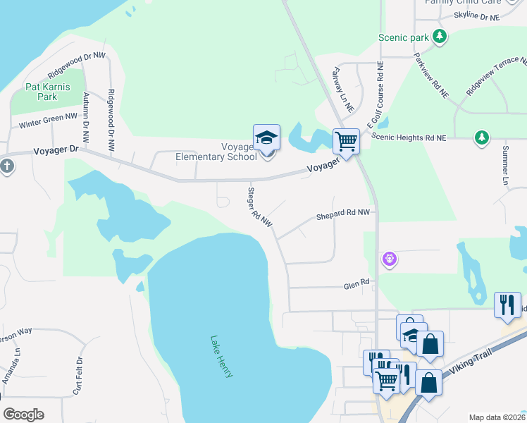 map of restaurants, bars, coffee shops, grocery stores, and more near 1500 Steger Road Northwest in Alexandria