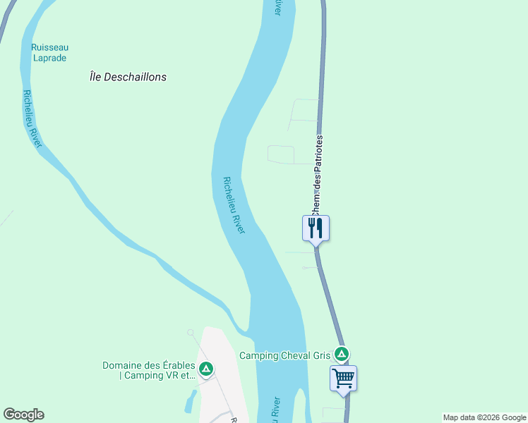 map of restaurants, bars, coffee shops, grocery stores, and more near 2260 Chemin des Patriotes in Saint-Ours