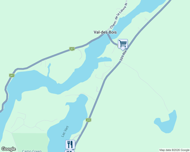 map of restaurants, bars, coffee shops, grocery stores, and more near 101 Chemin Vincent in Val-des-Bois