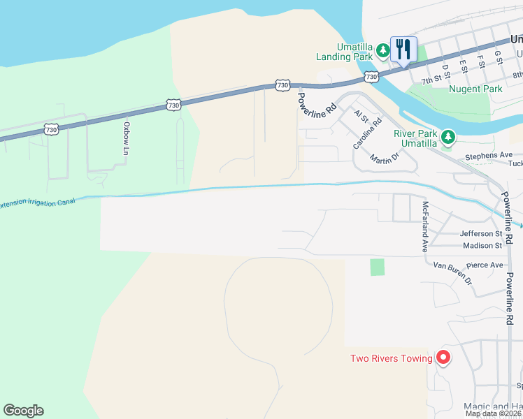 map of restaurants, bars, coffee shops, grocery stores, and more near 561 Taft Street in Umatilla