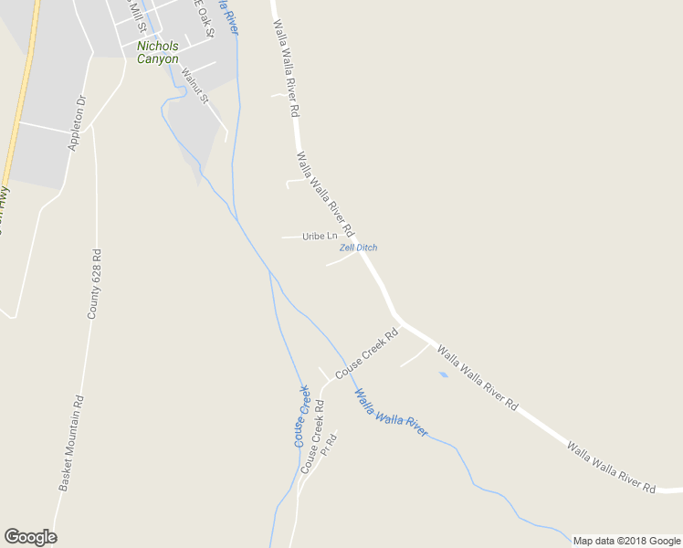 map of restaurants, bars, coffee shops, grocery stores, and more near 54174 Walla Walla River Road in Milton-Freewater