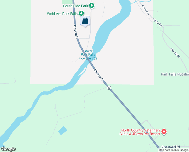 map of restaurants, bars, coffee shops, grocery stores, and more near 1442 South 4th Avenue in Park Falls