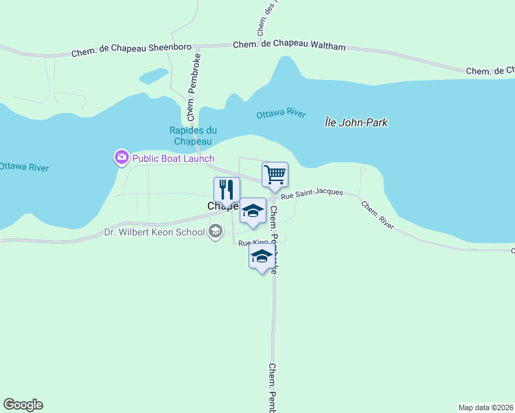 map of restaurants, bars, coffee shops, grocery stores, and more near 70 Rue Saint-Jacques in Chapeau