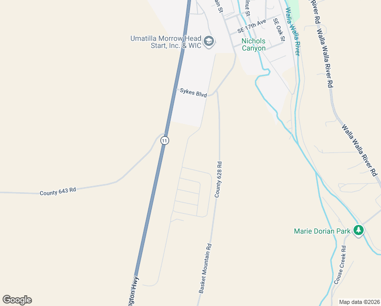 map of restaurants, bars, coffee shops, grocery stores, and more near 2150 Key Blvd in Milton-Freewater