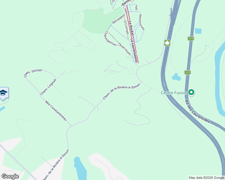 map of restaurants, bars, coffee shops, grocery stores, and more near Chemin de la Rivière-à-Simon in Saint-Sauveur