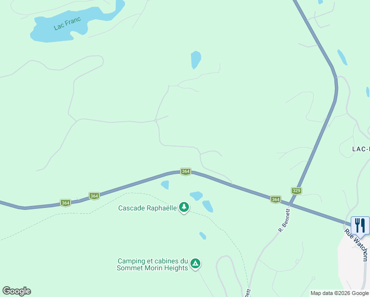 map of restaurants, bars, coffee shops, grocery stores, and more near Chemin deTourtour in Morin-Heights