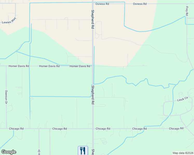 map of restaurants, bars, coffee shops, grocery stores, and more near 6315 Shepherd Road in Shepherd
