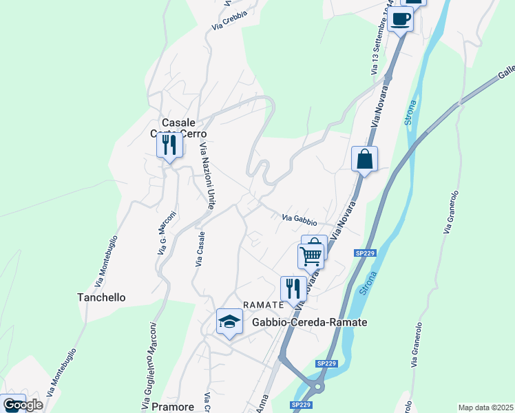 map of restaurants, bars, coffee shops, grocery stores, and more near 1 Via Cap. F. Beltrami in Gabbio-Cereda-Ramate