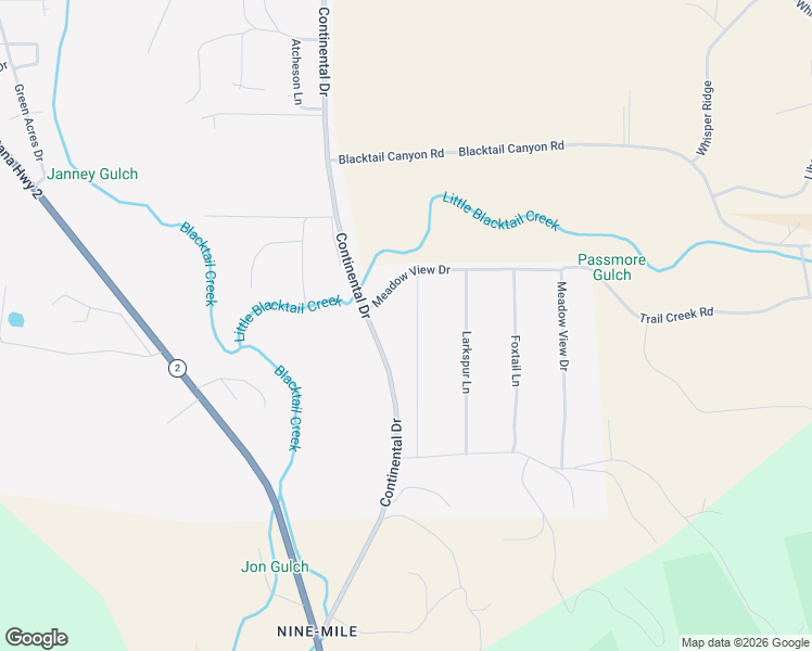 map of restaurants, bars, coffee shops, grocery stores, and more near 8 Meadow View Drive in Butte
