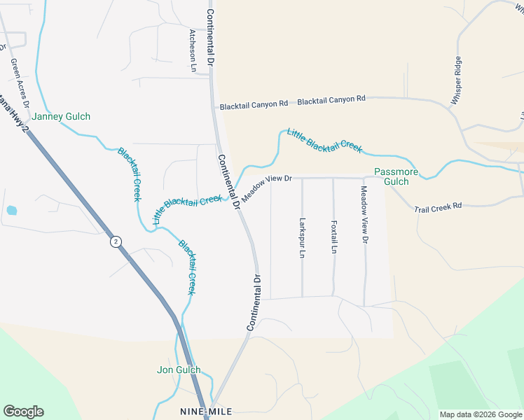 map of restaurants, bars, coffee shops, grocery stores, and more near 8 Meadow View Drive in Butte
