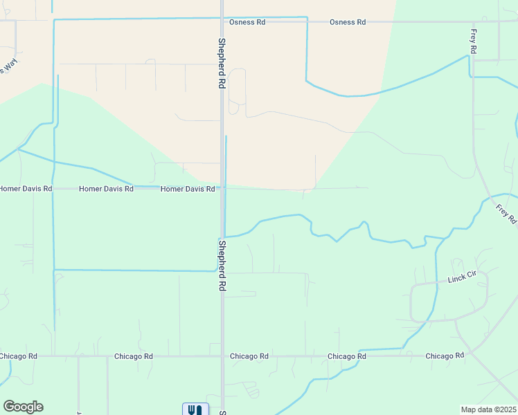 map of restaurants, bars, coffee shops, grocery stores, and more near 5650 Homer Davis Road in Shepherd