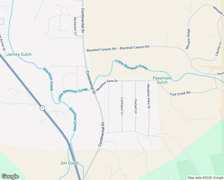 map of restaurants, bars, coffee shops, grocery stores, and more near 8 Meadow View Drive in Butte
