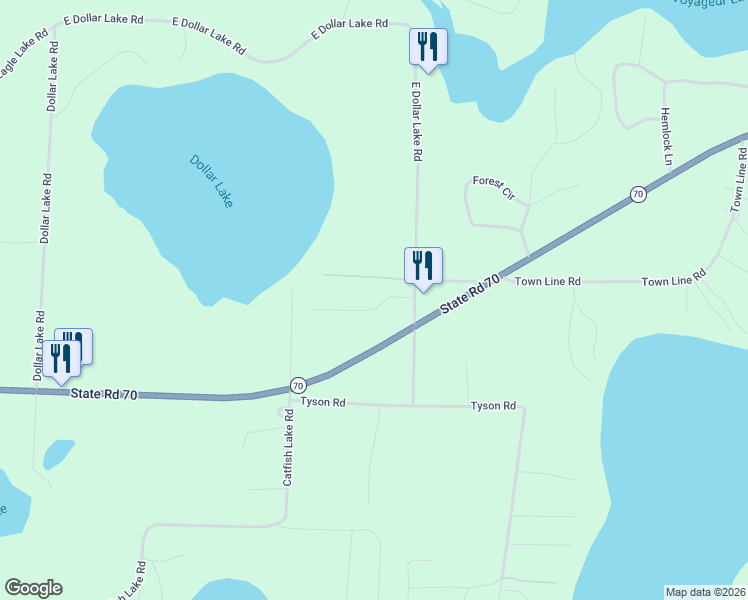 map of restaurants, bars, coffee shops, grocery stores, and more near 1298 East Dollar Lake Road in Eagle River