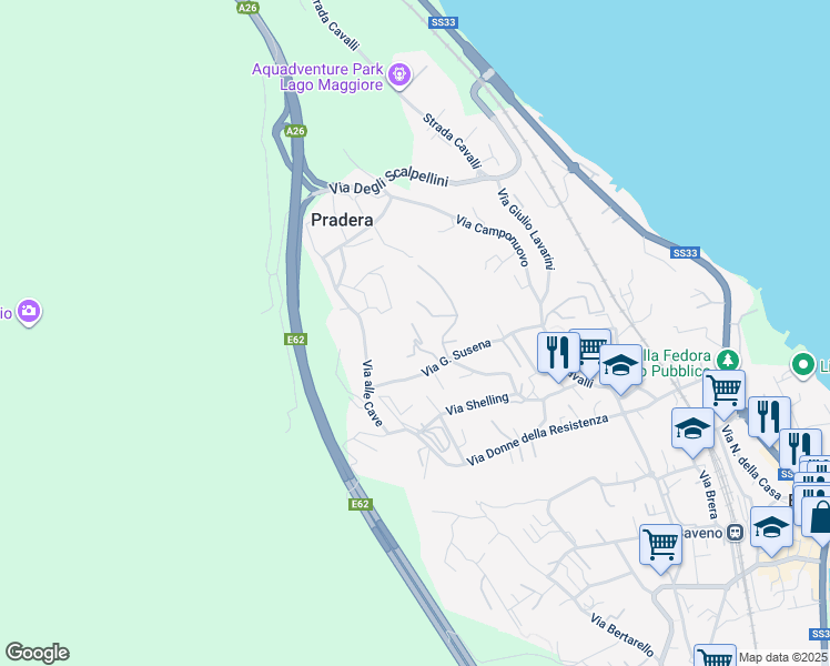 map of restaurants, bars, coffee shops, grocery stores, and more near 15 Via Case Sparse in Baveno