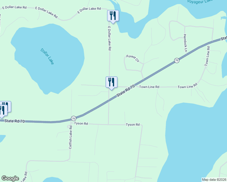 map of restaurants, bars, coffee shops, grocery stores, and more near 1298 E Dollar Lake Rd in Eagle River