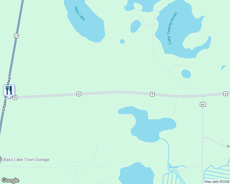 map of restaurants, bars, coffee shops, grocery stores, and more near 15720 West County Road K in Hayward