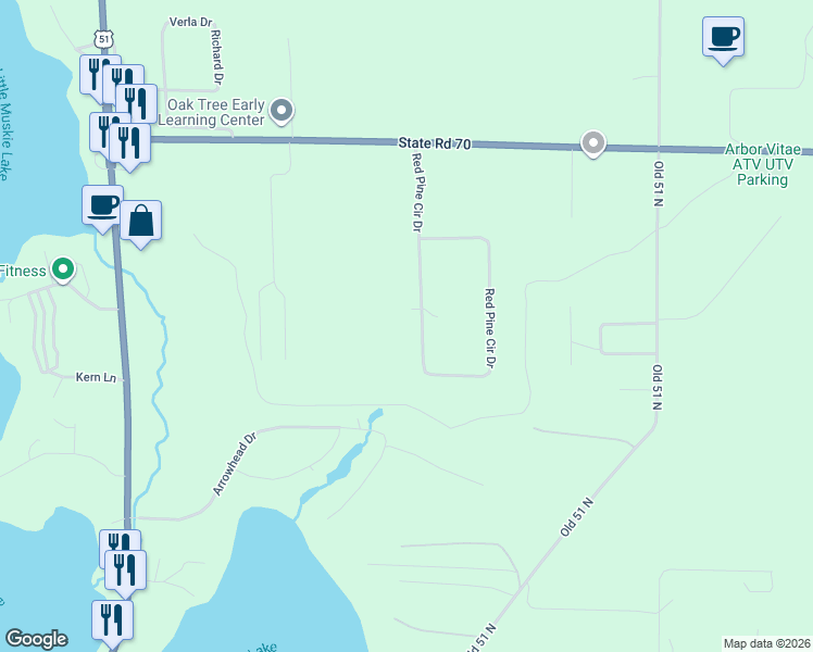 map of restaurants, bars, coffee shops, grocery stores, and more near 1419 Red Pine Circle in Woodruff