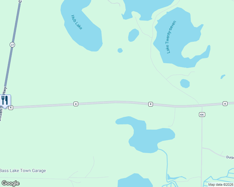 map of restaurants, bars, coffee shops, grocery stores, and more near 15720 County Highway K in Hayward