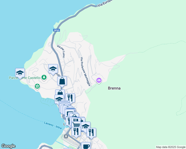 map of restaurants, bars, coffee shops, grocery stores, and more near 81/A Via Professor Monteggia in Provincia di Varese