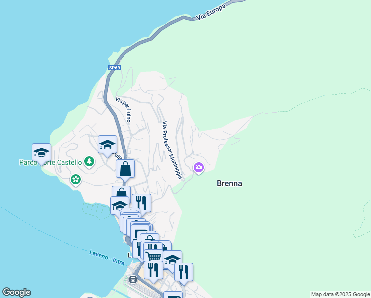 map of restaurants, bars, coffee shops, grocery stores, and more near 81 Via Professor Monteggia in Provincia di Varese