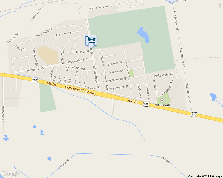 map of restaurants, bars, coffee shops, grocery stores, and more near 217 Wenatchee St in Umatilla