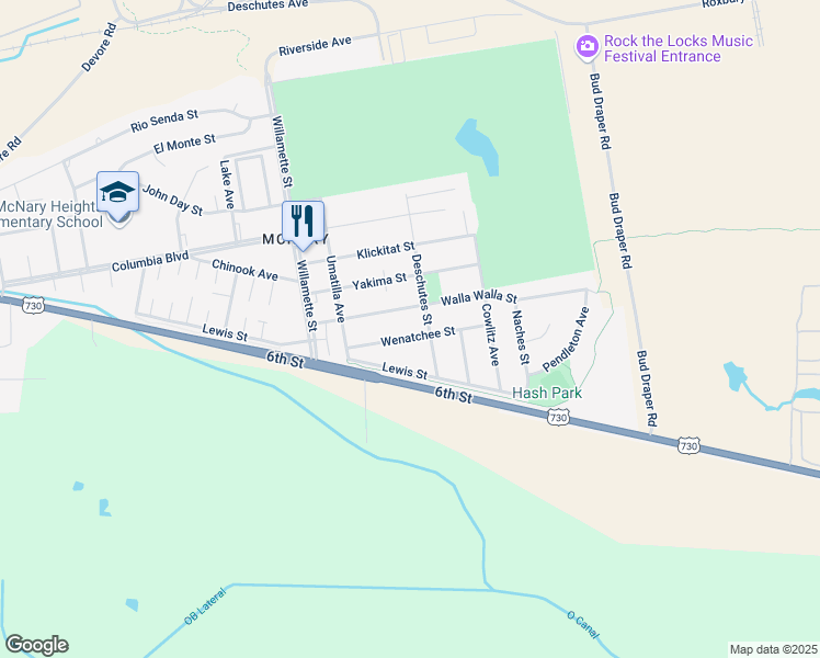 map of restaurants, bars, coffee shops, grocery stores, and more near 217 Wenatchee Street in Umatilla