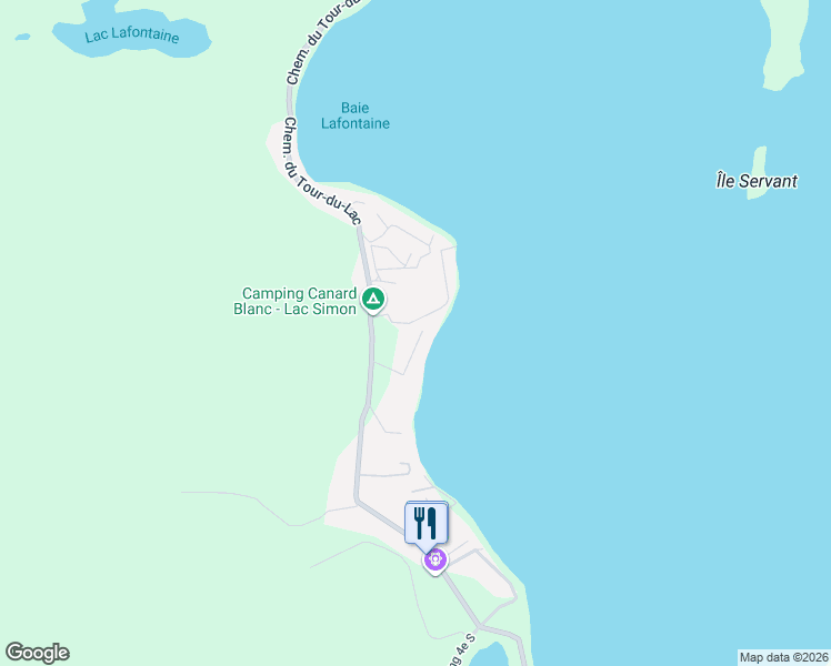 map of restaurants, bars, coffee shops, grocery stores, and more near 151 Chemin du Domaine des Cèdres in Lac-Simon