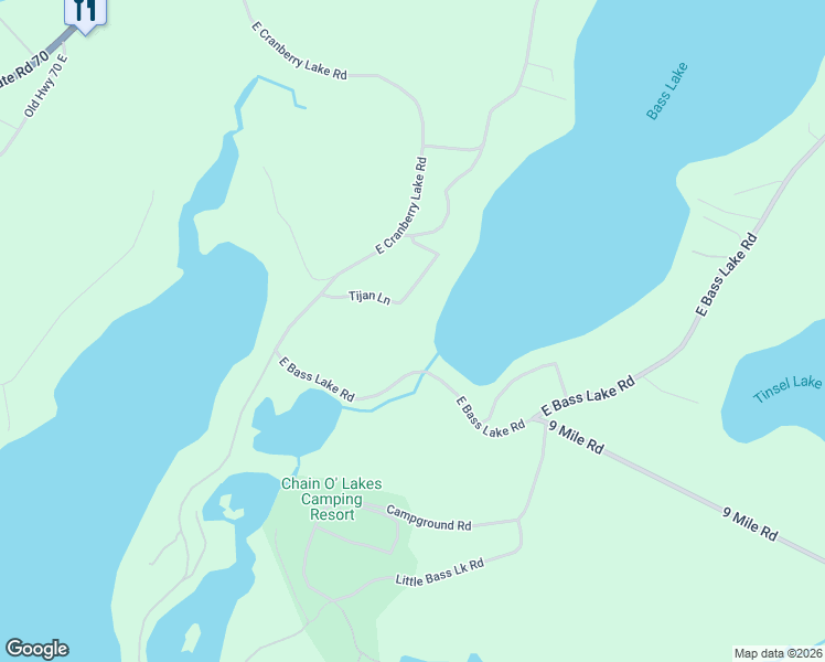 map of restaurants, bars, coffee shops, grocery stores, and more near 1353 East Bass Lake Road in Eagle River