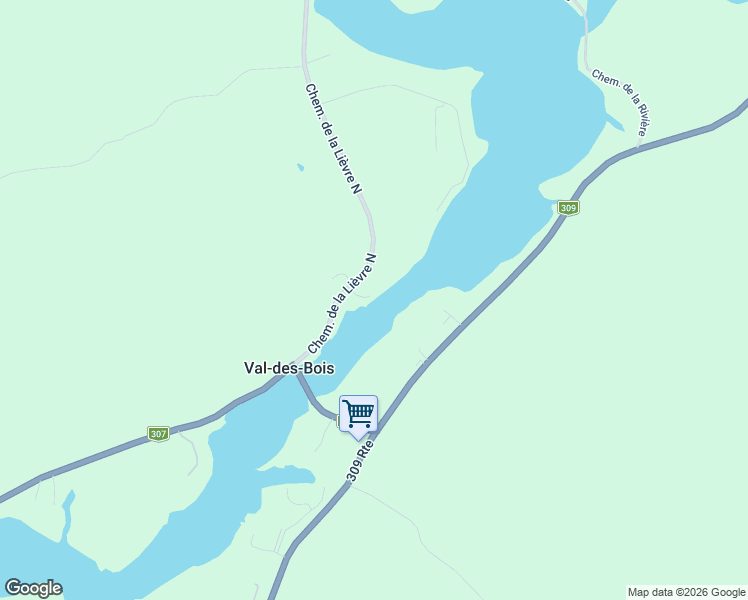 map of restaurants, bars, coffee shops, grocery stores, and more near 12 Chemin de la Lièvre Nord in Outaouais